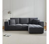 Brighton canapé d'angle convertible 4 places avec coffre en velours gris anthrac