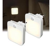 BrightWish 2 Stück LED Nachtlicht mit Bewegungsmelder -Steckdose Licht Dimmbar & Augenschonend,3000K Warmweiß LED Nachtlampe für Kinderzimmer, Gang, Treppe, Küche