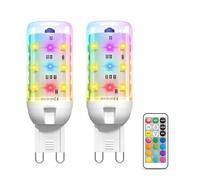 BrightWish Ampoule G9 LED Multicolore Dimmable, Ampoule G9 Connectée 2W, Télécommande IR, 12 Couleurs, Lumière Blanc Chaud 3000K, Ampoule LED g9 pour Salon, Chambre, 2 pièces