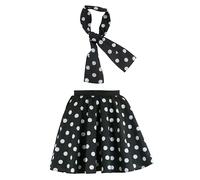 Brigitta Jupe et écharpe à pois pour filles, Noir à pois blancs, 2-4 ans