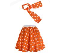 Brigitta Jupe et écharpe à pois pour filles, Orange à pois blancs, 5-9 ans