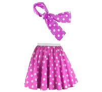 Brigitta Jupe et écharpe à pois pour filles, Rose à pois blancs, 5-9 ans