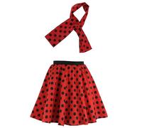 Brigitta Jupe et écharpe à pois pour filles, Rouge à pois noirs, 10-12 ans