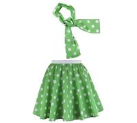 Brigitta Jupe et écharpe à pois pour filles, Vert à pois blancs, 5-9 ans