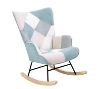 Brigros Fauteuil à Bascule Multicolore, Moderne et Scandinave, Chaise à Bascule en Bois et Métal avec Revêtement en Polyester, pour Détente et Lecture, 68 x 80 x 96 cm