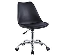 Brigros WeHome Chaise de Bureau Moderne Disponible en différentes Couleurs pour Chambre d'enfant Salle d'étude salles d'attente Chaise de Bureau avec Assise en Cuir synthétique (Noir)