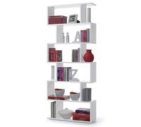 Brigros WeHome Étagère Murale Verticale 6 étagères bibliothèque Peu encombrante Design Moderne 80 x 192 x 25 cm Structure en Bois mélaminé épaisseur 15 mm Panneau arrière Absent (Blanc)