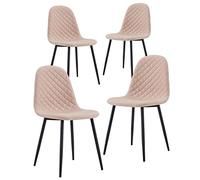 Brigros WeHome Lot de 4 chaises en Tissu Belle Pieds en métal et Assise en Tissu pour Salle à Manger, Salon, Bar, salles d'attente, Bureaux, espaces Modernes (Sable matelassé)
