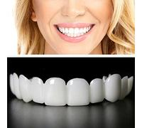 Brigtviee 2 Paires Dentier Provisoire Silicone Dentier Amovible Haut et Bas Prothèses Dentaire Sourire Parfait pour Homme Et Femme Amovible Naturel Fausse Dents, Facette Dentaire a Poser Soi Meme