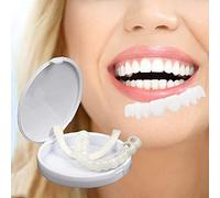 Brigtviee 2 Paires Prothèses Dentaires Cosmétiques Silicone Dentier Amovible Haut et Bas Fausse Dent Sourire Parfait Facette Dentaire a Poser Soi Meme pour Homme Et Femme Couvrir Dents Manquantes
