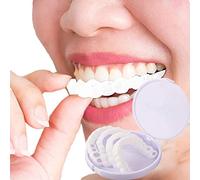 Brigtviee 2 Paires Provisoire Facette Dentaire Silicone Dentier Haut Et Bas Prothèses Sourire Parfait Amovible Naturel Fausse Dents pour Homme Et Femme Blanchiment des Dents Et Sourire De Confiance