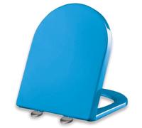 Brigtviee Abattant WC Forme D, Cuvette Toilette avec Frein de Chute, Lunette de Toilette Universelle, Siège de Toilette Fast Fixation, Charnière Réglable, Matériau PP réglable 42-48 cm,Bleu