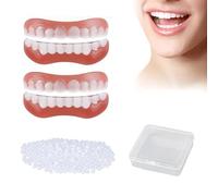Brigtviee Dentier Silicone,2 Paires InstantanéEs Fausses Dents,ProthèSe Dentaire CosméTique,Facette Dentaire Placages Couvre Dent Haut Et Bas,Convient Aux Hommes Et Aux Femmes Ensemble Dentier