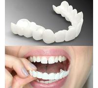 Brigtviee Dentier Sourire Fausse,Dents Facettes à Clipser en Silicone Blanc,Facette Dentaire Haut Et Bas,ProthèSe Dentaire CosméTique,Un Confort Naturel pour Hommes Et Femmes,2 Paires