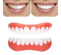 Brigtviee Prothèses Dentaires Silicone, Fausse Dent Provisoire, Dentier Amovible Haut et Bas, Dentier Sourire Parfait, Facette Dentaire Cosmétiques Pour Hommes Et Femmes Couvrir Dents Manquantes