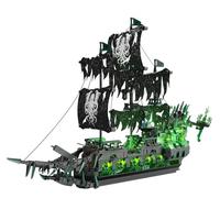 Brihappen Jeu de Construction de Bateau Pirate fantôme avec lumières, Jouet créatif pour décorer Votre Bureau à Domicile, Cadeau pour Adultes, Hommes et Enfants (1100 pièces)