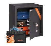 Brihard Business Coffre-fort à Clé 40 x 36 x 36 cm avec Sac Ignifuge, Grand Coffre Fort 48 L avec Etagère Amovible, Rangement Sécurisé pour Argent et Bijoux au Bureau et à Domicile