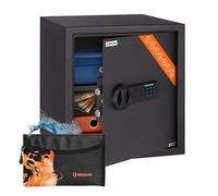 Brihard Business Coffre-Fort Électronique 40x36x36 cm avec Pochette Ignifuge, Coffre 48L avec Code & LED, Étagère Amovible, Coffre de Sécurité Bureau & Maison pour Documents A4 et Argent