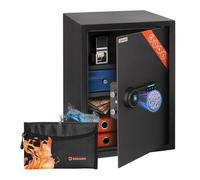 Brihard Business XL Coffre-Fort Biométrique 50x35x36 cm avec Sac Ignifuge, Coffre Sécurisé à Empreinte Digitale 60L, 2 Étagères à Hauteur Réglable, Idéal pour Argent, Documents A4, Bijoux