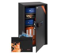 Brihard Business XL Coffre-Fort Biométrique 50x35x36 cm avec Sac Ignifuge, Coffre Sécurisé à Empreinte Digitale 60L, 2 Étagères à Hauteur Réglable, Idéal pour Argent, Documents A4, Bijoux