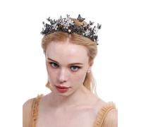 Brihasory Diadème d'anniversaire en forme de papillon doré pour mariée, princesse royale en cristal, mariage, fête, Noël, Halloween, bal de fin d'année, pour femmes et filles (noir)