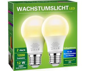 Briignite Lampe Horticole, LED Horticole Spectre Complet, E27 Lampes de Croissance Horticoles, Lampe de Culture, 12W(100W Équivalente), Angle Lumineuse 180°, Convient aux Plantes d'intérieur