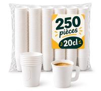 Brikora - 250 gobelet carton 20 nse dépliable - gobelets jetables événementiel boulangerie multi-usage food truck hotel, café boisson chaude froid, épais solide résistant étanche grande quantité