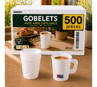 Brikora 500 gobelets jetables 20 nse dépliable - gobelet carton café jetable - verres jetables tasse boisson chaude froid épais solide résistant étanche grande quantité