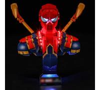 BRIKSMAX Kit d'éclairage 2.0 compatible avec Lego Marvel Iron Spider-Man Bust 76326 - Kits d'éclairage LED (accessoires uniquement), technologie de masquage de câble pour affichage, cadeaux et