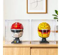 BRIKSMAX Lot de 2 vitrines avec housse anti-poussière pour casque LEGO Botanical Series et Ferrari HP, vitrine transparente pour bonsaï, plantes grasses, sapin de Noël et casque, 20,1 x 20,1 x 20,1 cm