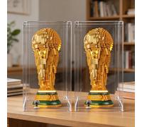 BRIKSMAX Lot de 2 vitrines avec housse anti-poussière pour collection botanique LEGO et trophée de la Coupe du monde FIFA, vitrine transparente anti-poussière pour fleur de prunier, bambou