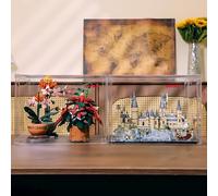 BRIKSMAX Lot de 2 vitrines pour collection Lego 76419 10369 10368 Château et terrains de Poudlard, vitrine anti-poussière avec coins de protection (36 x 27 x 27 cm)