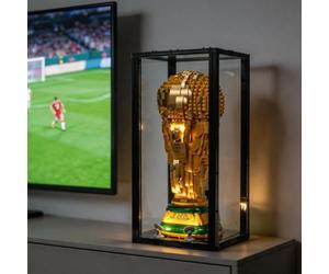 BRIKSMAX Vitrine modulaire emboîtable pour LEGO 43020 Coupe du monde FIFA, boîte de présentation empilable en acrylique anti-poussière avec porte, panneaux en PET transparent, 19 x 19 x 40 cm, noir