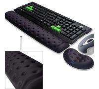 BRILA Repose-poignets en mousse à mémoire de forme pour souris et clavier - Pour ordinateur, ordinateur portable, travail de bureau, jeux sur PC - Trous de massage (noir inclus)