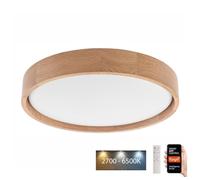 brilagi Plafonnier LED Chêne, Simple et Élégant pour Chambre à Coucher, d. 41 cm, Connexion Wi-Fi, Télécommande, Compatible avec Alexa, Assist. Google, Siri