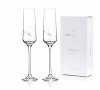 Brilant Essence of Love Lot de 2 flûtes à champagne modernes, élégantes, sans plomb, avec cœur gravé et détails en cristal de qualité supérieure, fabriqués à la main en UE, 190 ml
