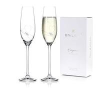 Brilant Essence of Love Lot de 2 flûtes à champagne modernes, élégantes, sans plomb, avec cœur gravé et détails en cristal de qualité supérieure, fabriqués à la main en UE, 210 ml