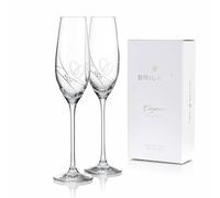 Brilant Gala Lot de 2 verres à champagne 210 ml | Flûtes à champagne de mariage avec cristaux Swarovski et anneaux gravés, design minimaliste pour occasions spéciales et