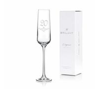 Brilant Poem Flûte à champagne avec gravure - Flûtes à champagne modernes avec motif décoratif et accent en cristal, cadeau pour 20e anniversaire, femme et homme, fait à la main dans l'UE, 1 pièce