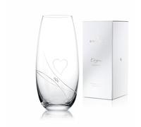 Brilant Romantic Passion Vase cylindrique en verre - Vase moderne avec cœurs/lignes gravés et cristaux de qualité supérieure, grand vase en verre sans plomb, meilleur cadeau pour maman, idée cadeau