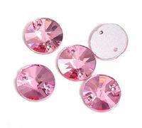 Brillabenny 1 pierre ronde à coudre Rivoli cristal strass rond double trou (rose, 16 mm)