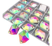 Brillabenny 1 Pierre Strass Aurore Boréale à Coudre Plat Double Trou Cristaux Strass pour Décorer Robes Vêtements Body Danse (16 x 21 mm, Cosmique)