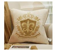 Brillabenny Coussin Coque Royale Blason Roi Couronne Velours Beige or Étui Taie d'oreiller canapé Ameublement Maison