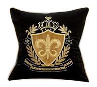 Brillabenny COUSSIN COVER LUXURY ROYAL BRACELET REALE COURONNE VELLUT NOIR ET OR LIS Canapé Meubles Maison Canapé Luxe Home Yatch (NOIR OR 1)