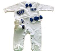 Brillabenny Lot de 4 gants de grenouillère pour bébé fille princesse princesse couronne royale bébé cristal strass, bleu, 0-3 mois
