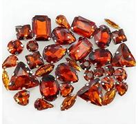 Brillabenny Mix Lot de 50 pierres en strass à coudre en verre CABOCHON Sew On strass Claw Clothes Shoes Decoration Stone DIY Accessories (Tea Color Marron)