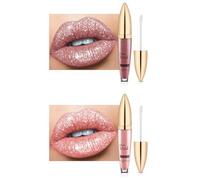 Brillant à Lèvres Scintillant, 2PCS Gloss à Lèvres Pailleté à Haute Brillance Rouge a Levre Liquide Antiadhésif Rouge à Lèvres Liquide Longue Durée Étanche Maquillage Brillant à Lèvres
