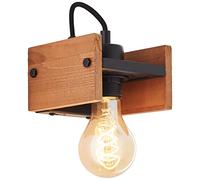 Brillant | Applique murale Calandra 1 flamme noir/couleur bois | 1x A60, E27, 42W, adapté aux lampes normales (non incluses)