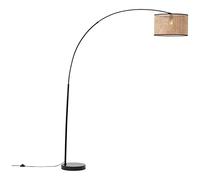 Brillant | Lampadaire arc Wiley 2,1m bois clair/noir | 1x A60, E27, 42W, adapté aux lampes normales (non incluses)