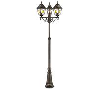 Brilliant Lampadaire extérieur JANEL métal/verre noir doré 3x60W IP44